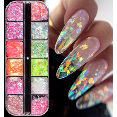 12 GRILLES DE PAILLETTES COLOREES